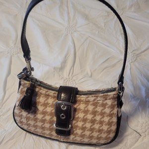 Coach Houndstooth fabric and  Suede Demi Handbag